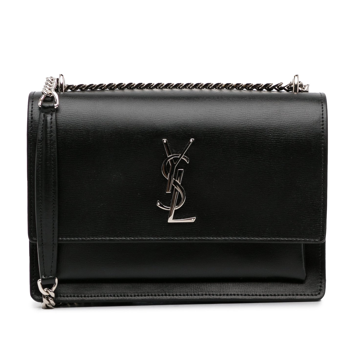 Yves Saint Laurent Monogram Sunset Medium Black Leather