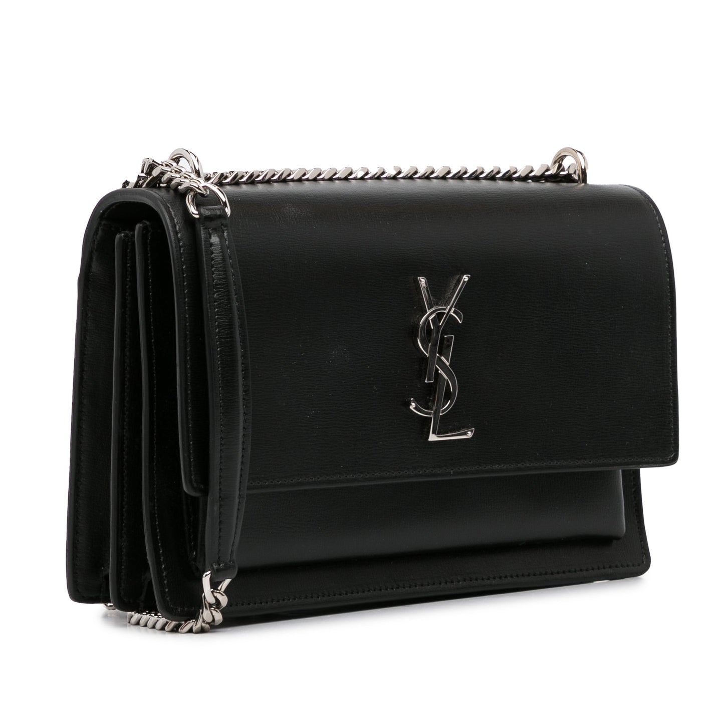 Yves Saint Laurent Monogram Sunset Medium Black Leather