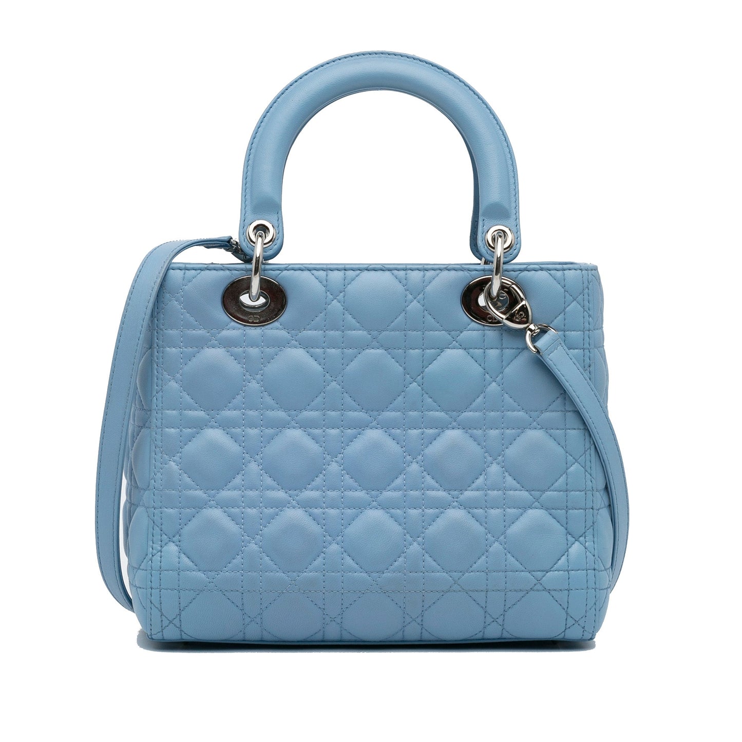 Dior Lady Dior Small Light Blue Cannage Lambskin Silver