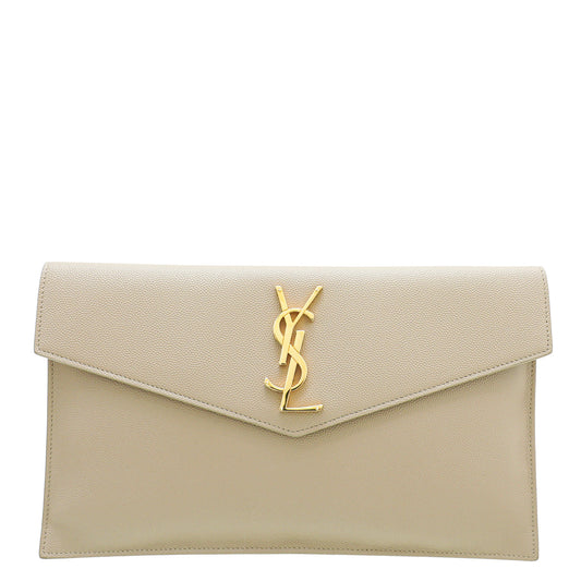 YSL Beige Monogram Uptown Pouch