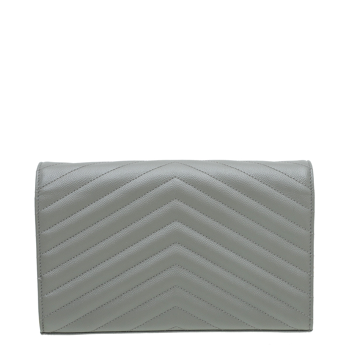 YSL Grey Monogram Chevron Chain Wallet