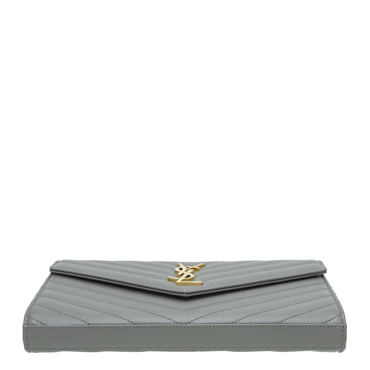 YSL Grey Monogram Chevron Chain Wallet