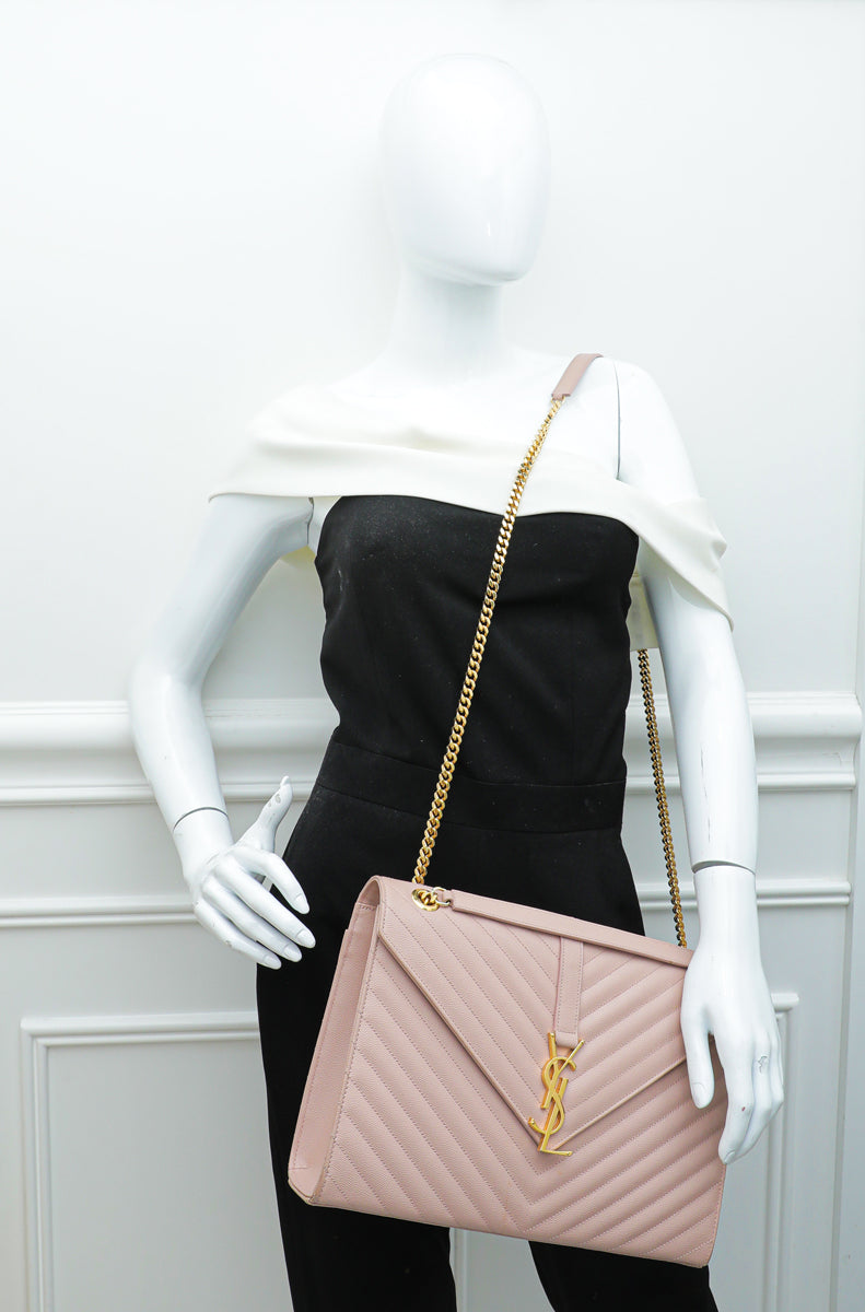 YSL Pink Monogram Satchel Flap Bag