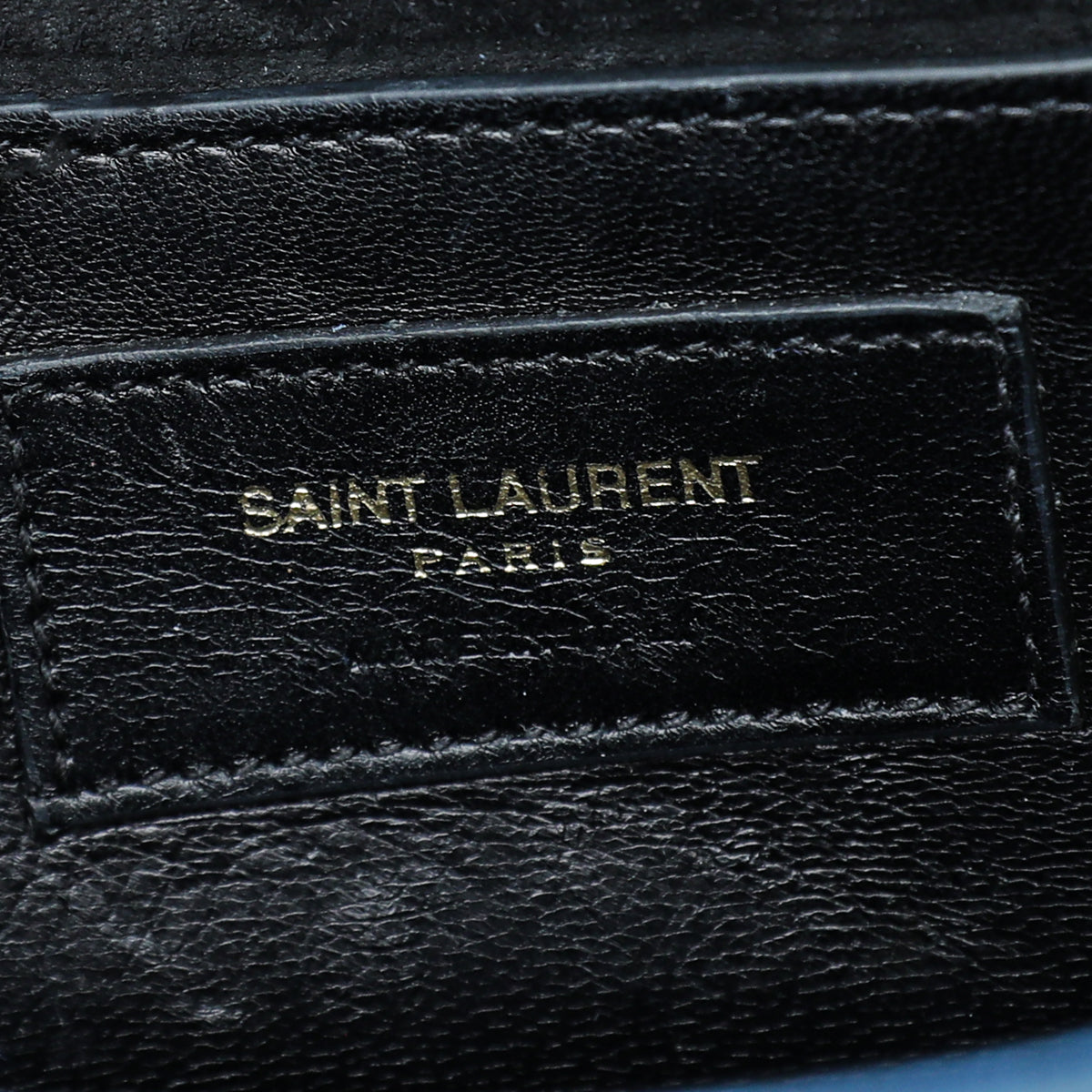 YSL Metallic Blue Monogram Kate Mini Chain Bag