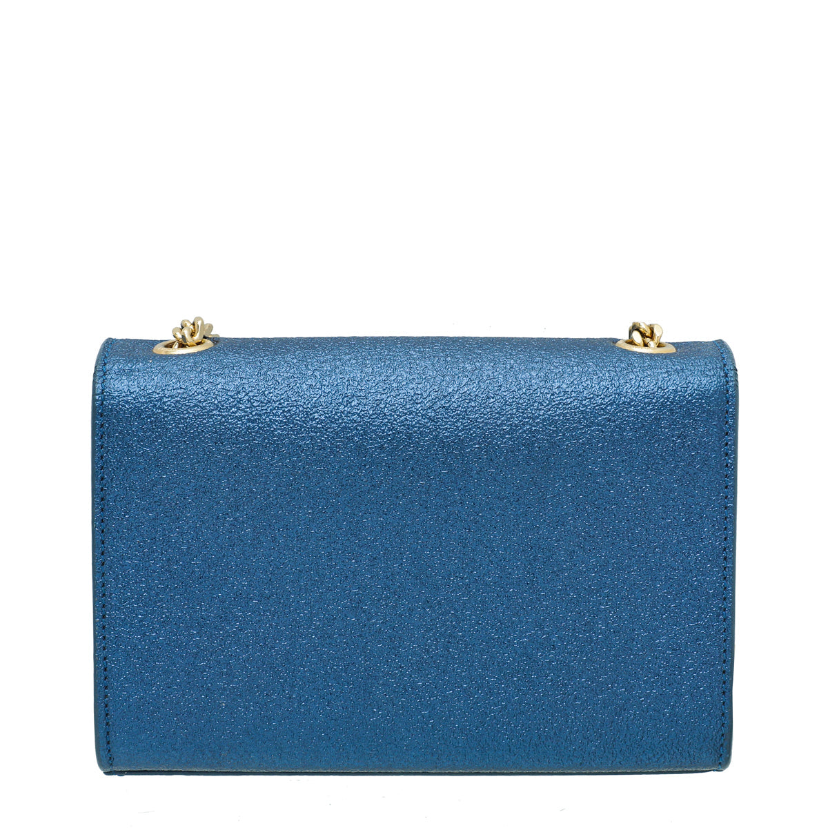 YSL Metallic Blue Monogram Kate Mini Chain Bag