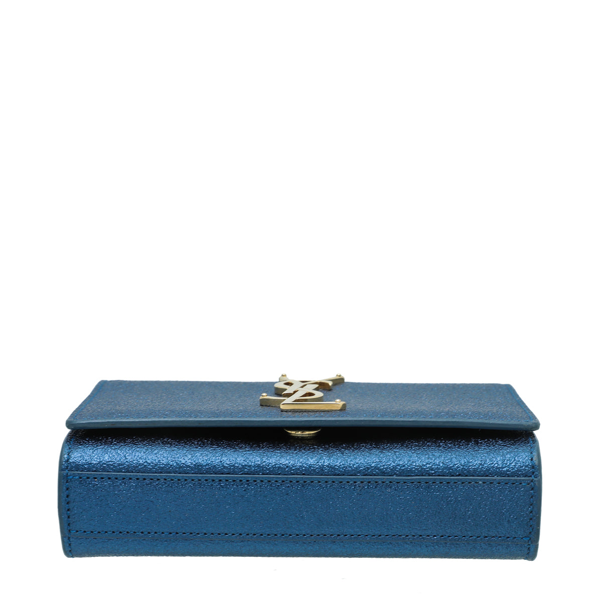 YSL Metallic Blue Monogram Kate Mini Chain Bag