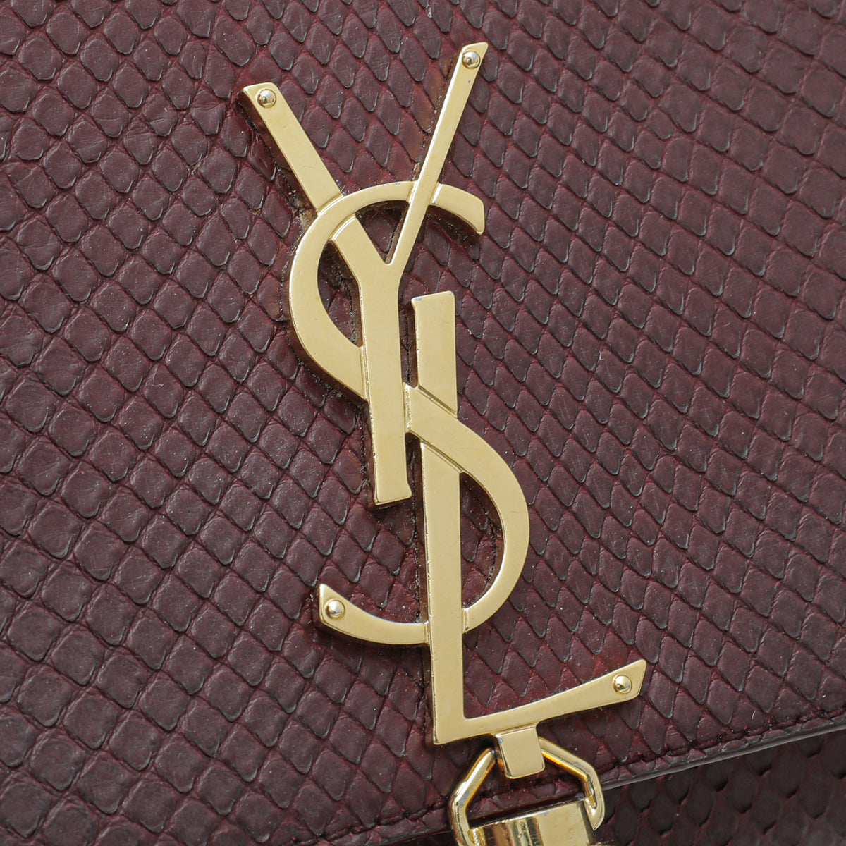 YSL Burgundy Python Kate Tassel Chain Medium Bag