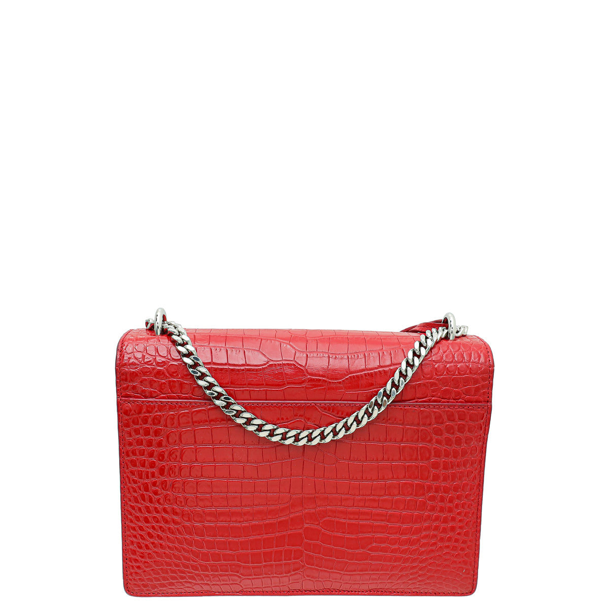 YSL Red Croco Embossed Sunset Medium Bag