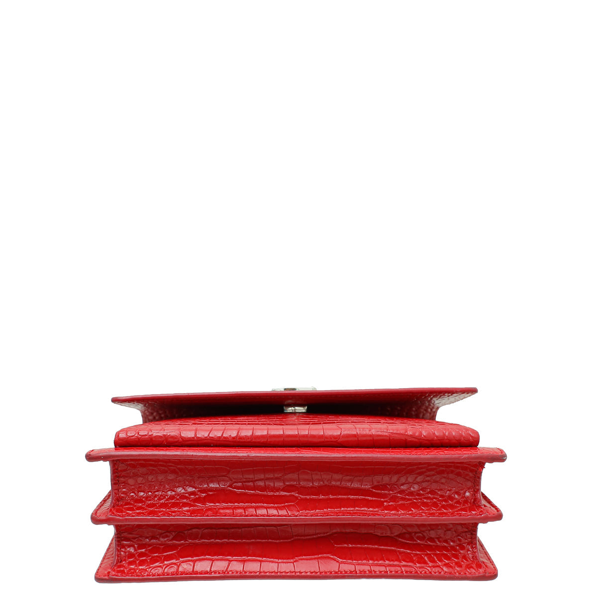 YSL Red Croco Embossed Sunset Medium Bag