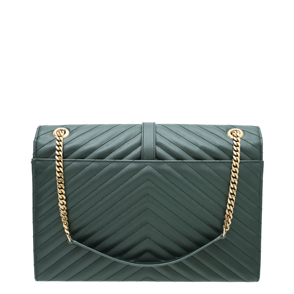 YSL Forest Green Monogram Satchel Flap Large Bag