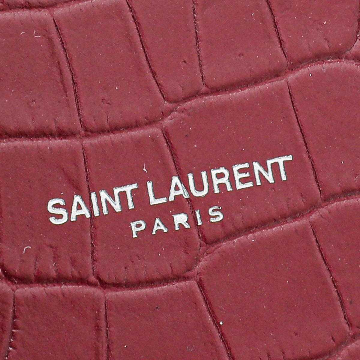 YSL Burgundy Croco Embossed Sac De Jour Nano Bag