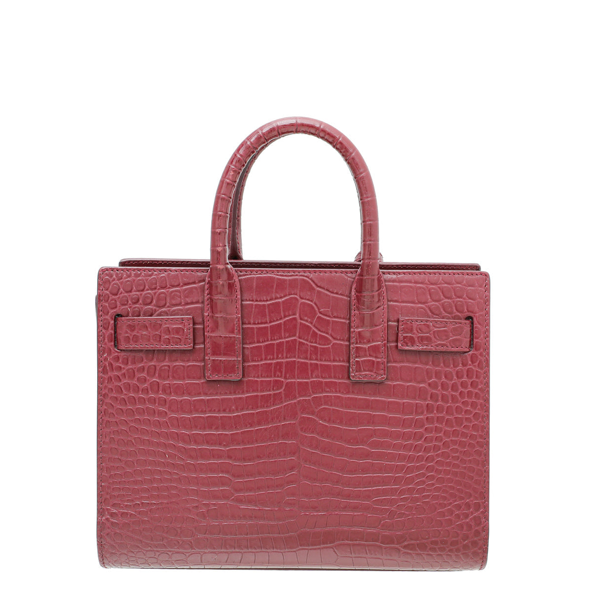 YSL Burgundy Croco Embossed Sac De Jour Nano Bag