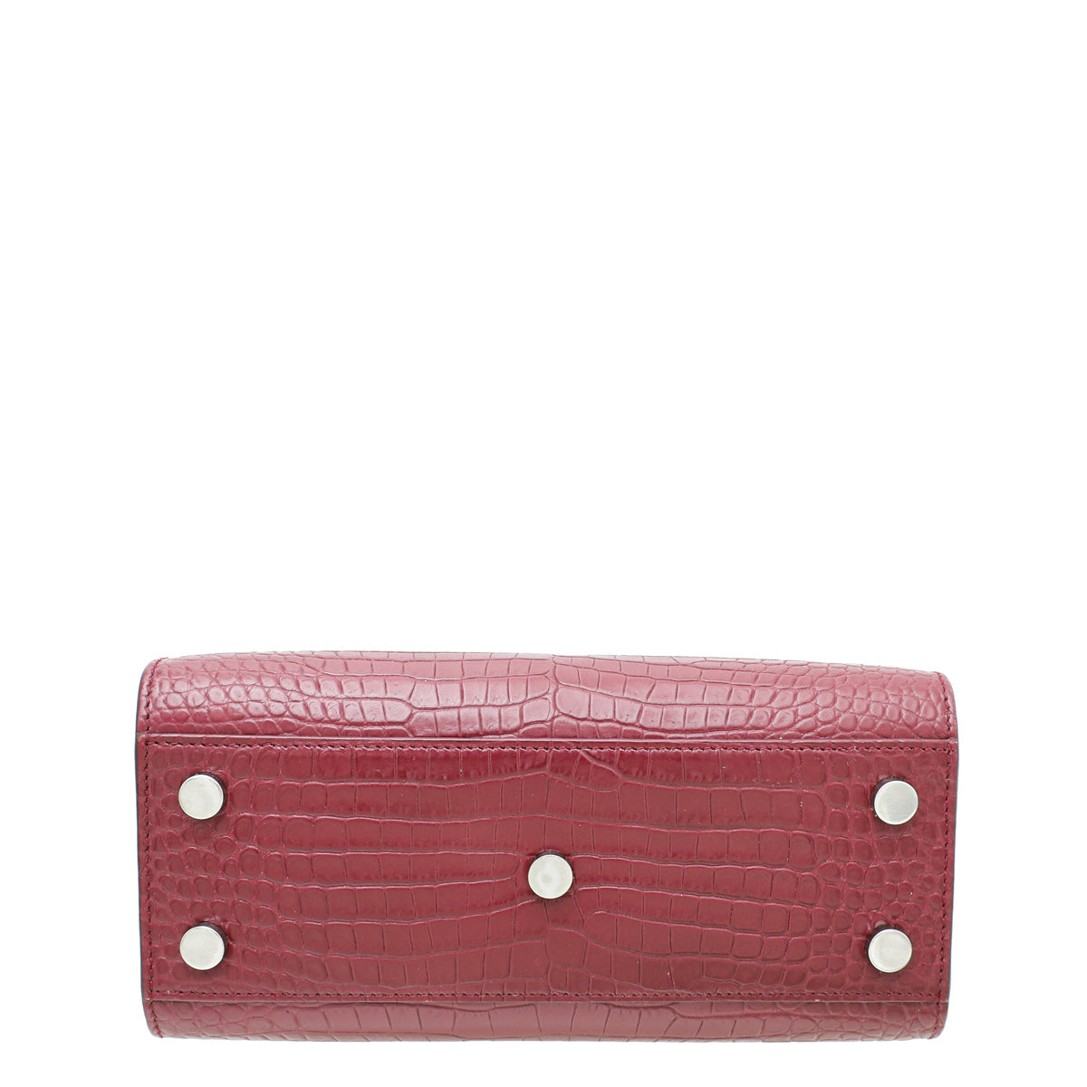 YSL Burgundy Croco Embossed Sac De Jour Nano Bag