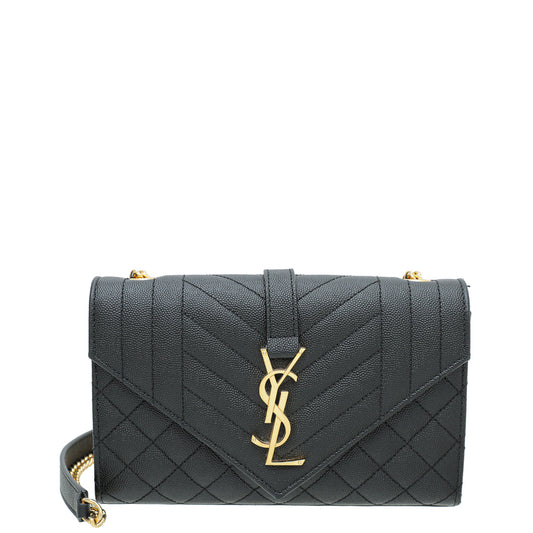 YSL Black Monogram Mix Quilted Small Chain Bag