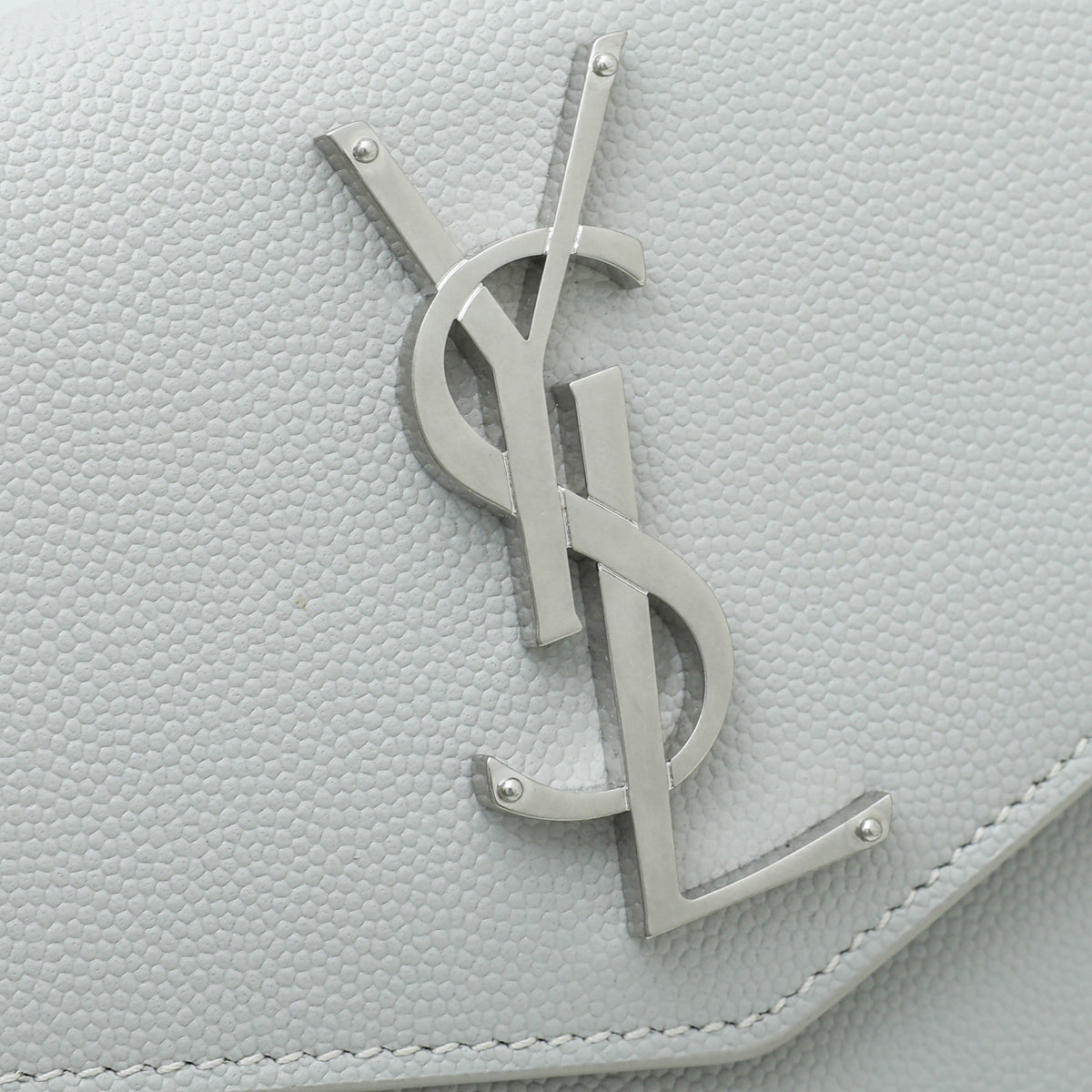 YSL Light Grey Uptown Grain De Poudre Medium Pouch