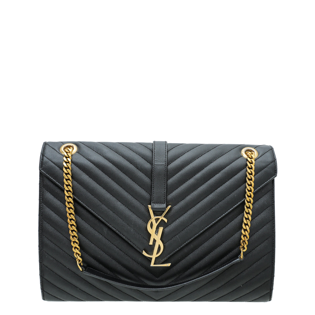 YSL Black Monogram Satchel Flap Large Bag