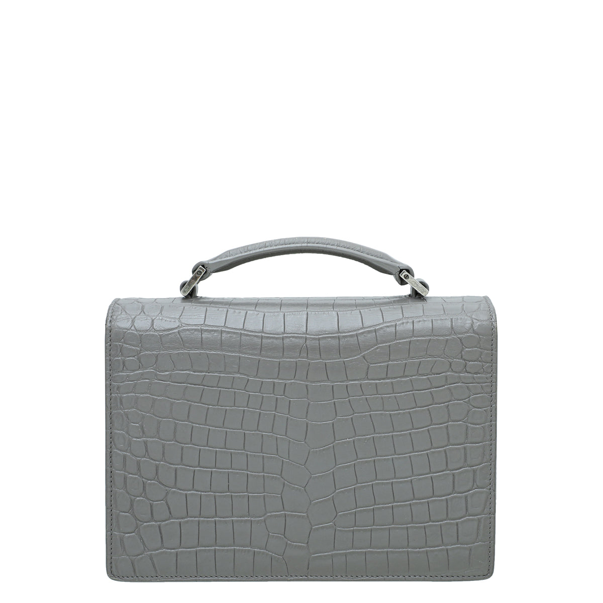 YSL Grey Croc Embossed Bellechasse Satchel Medium Bag