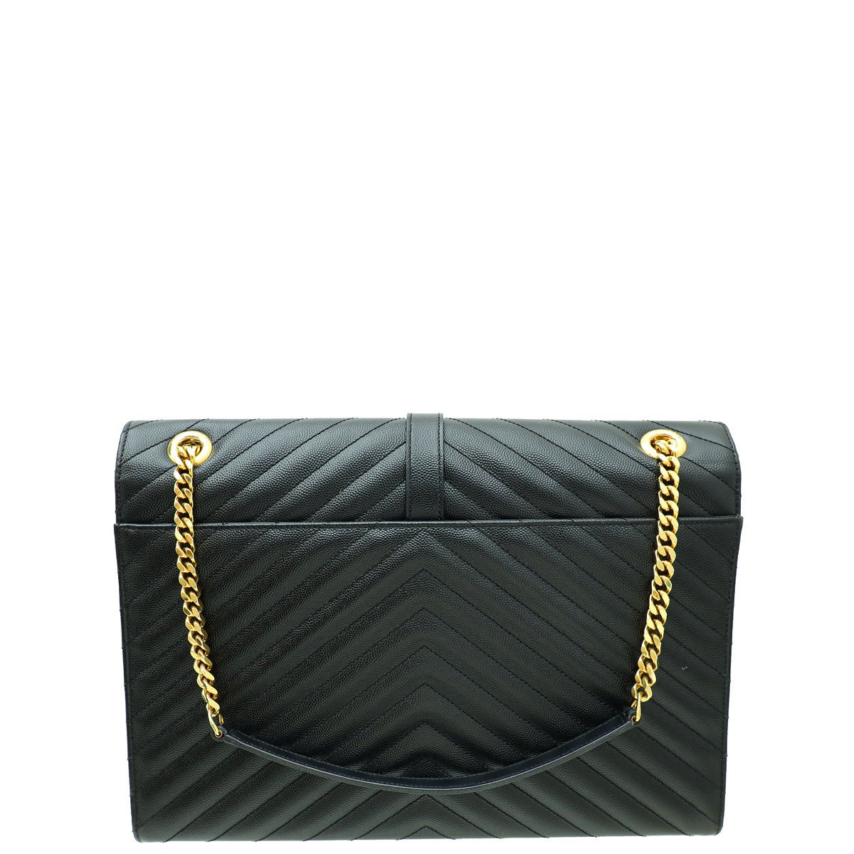 YSL Black Monogram Chevron Large Satchel Bag