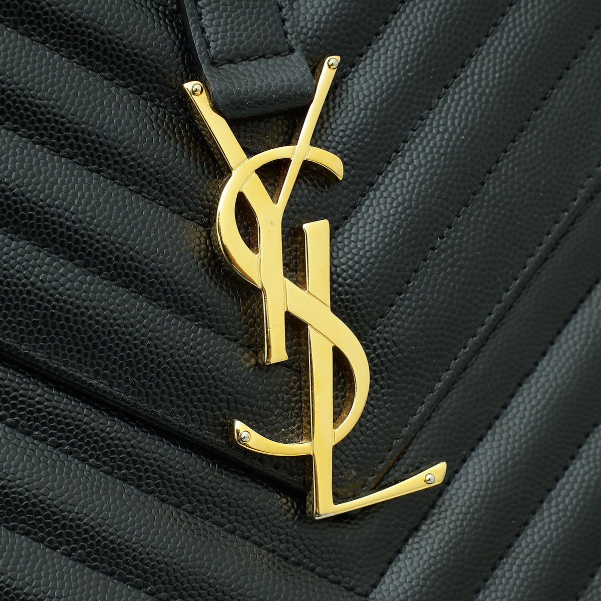 YSL Black Monogram Chevron Large Satchel Bag