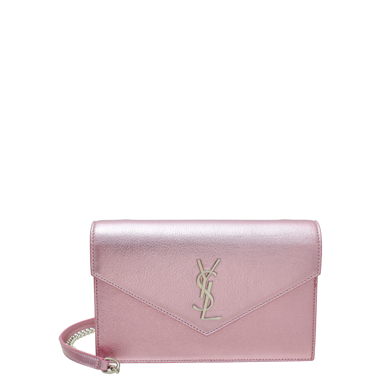 YSL Metallic Lilac Cassandre Envelope Wallet On Chain