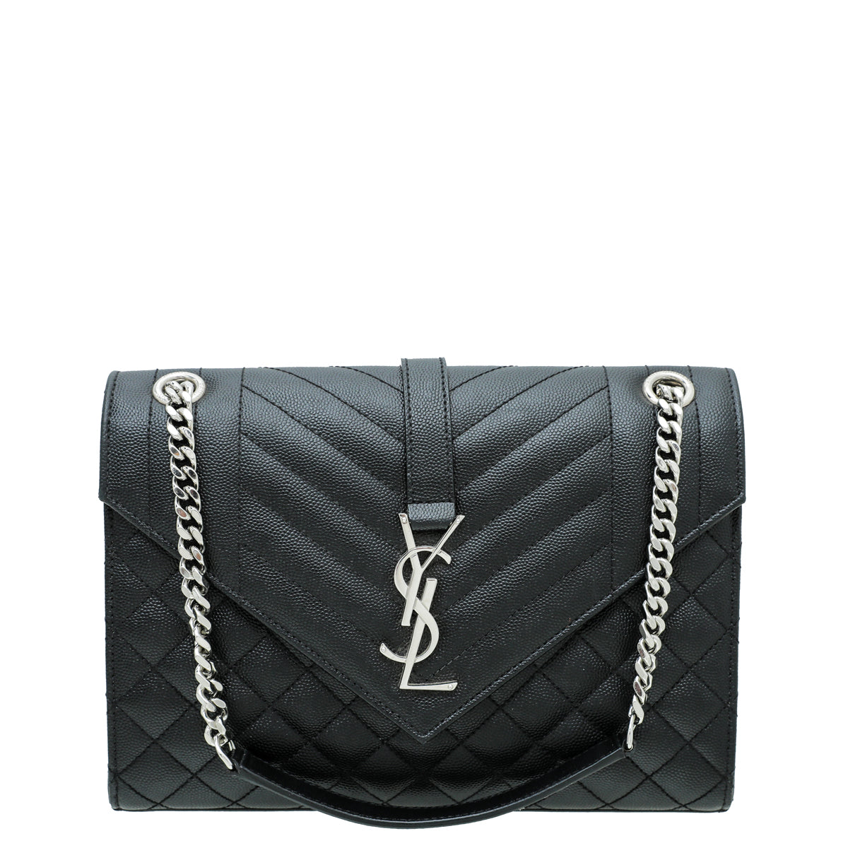 YSL Black Monogram Envelope Mix Quilted Medium Bag