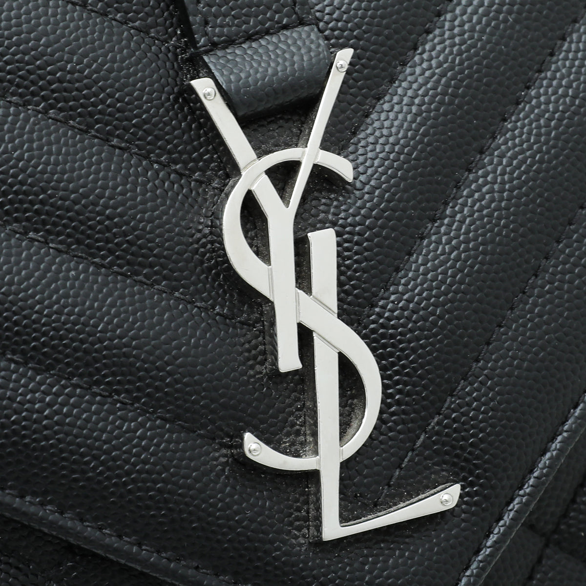 YSL Black Monogram Envelope Mix Quilted Medium Bag