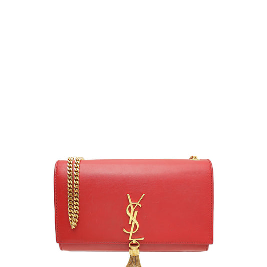 YSL Red Kate Tassel Medium Chain Shoulder Bag