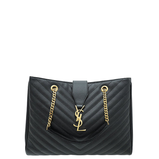 YSL Black Monogram Shopping Tote Large Bag