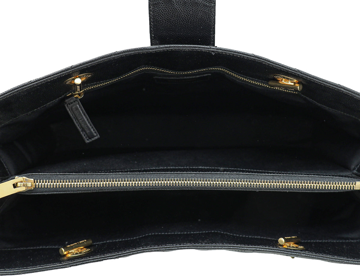 YSL Black Monogram Shopping Tote Large Bag