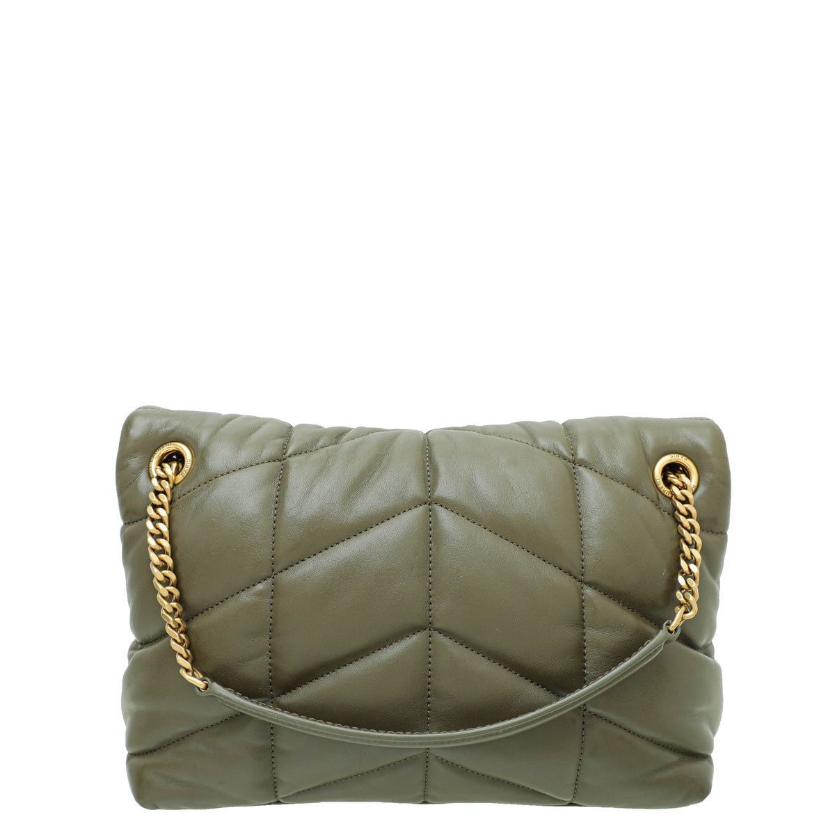 YSL Khaki Loulou Puffer Small Flap Chain Bag