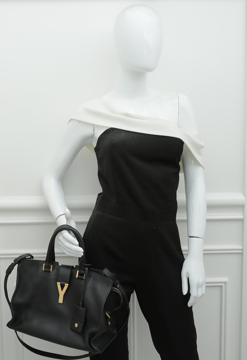 YSL Black Classic Y Cabas Small Tote Bag