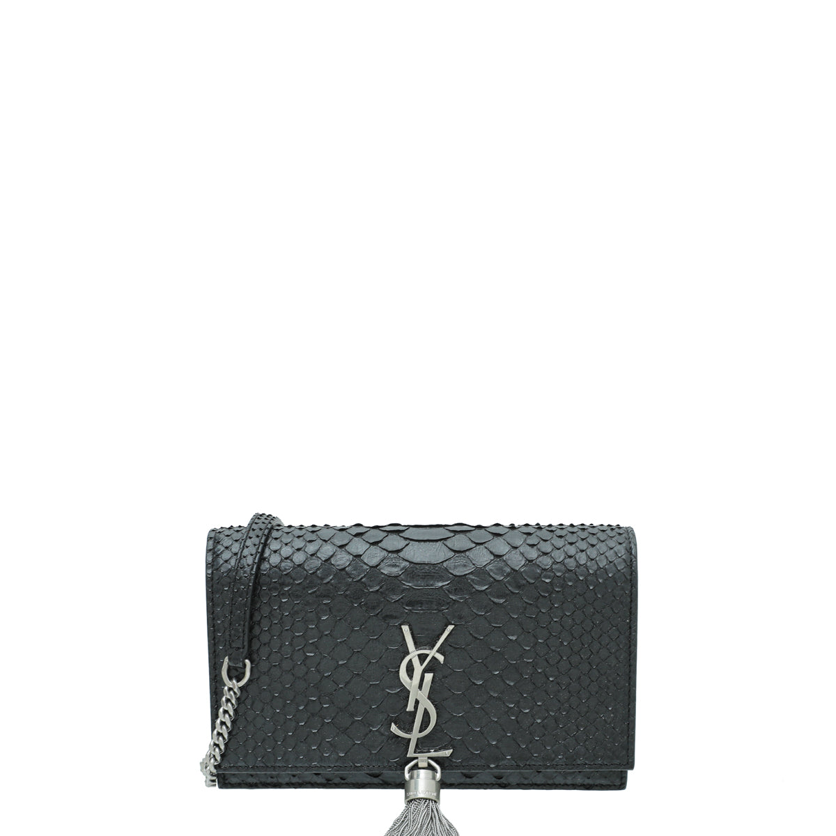 YSL Black Python Kate Tassel Small Chain Wallet