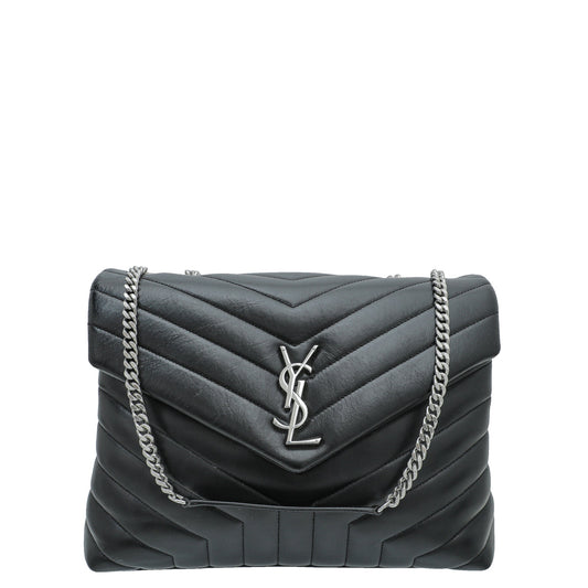 YSL Black Loulou Medium Flap Chain Bag