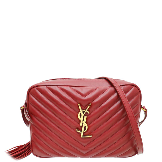 YSL Red Monogram Lou Tassel Camera Bag