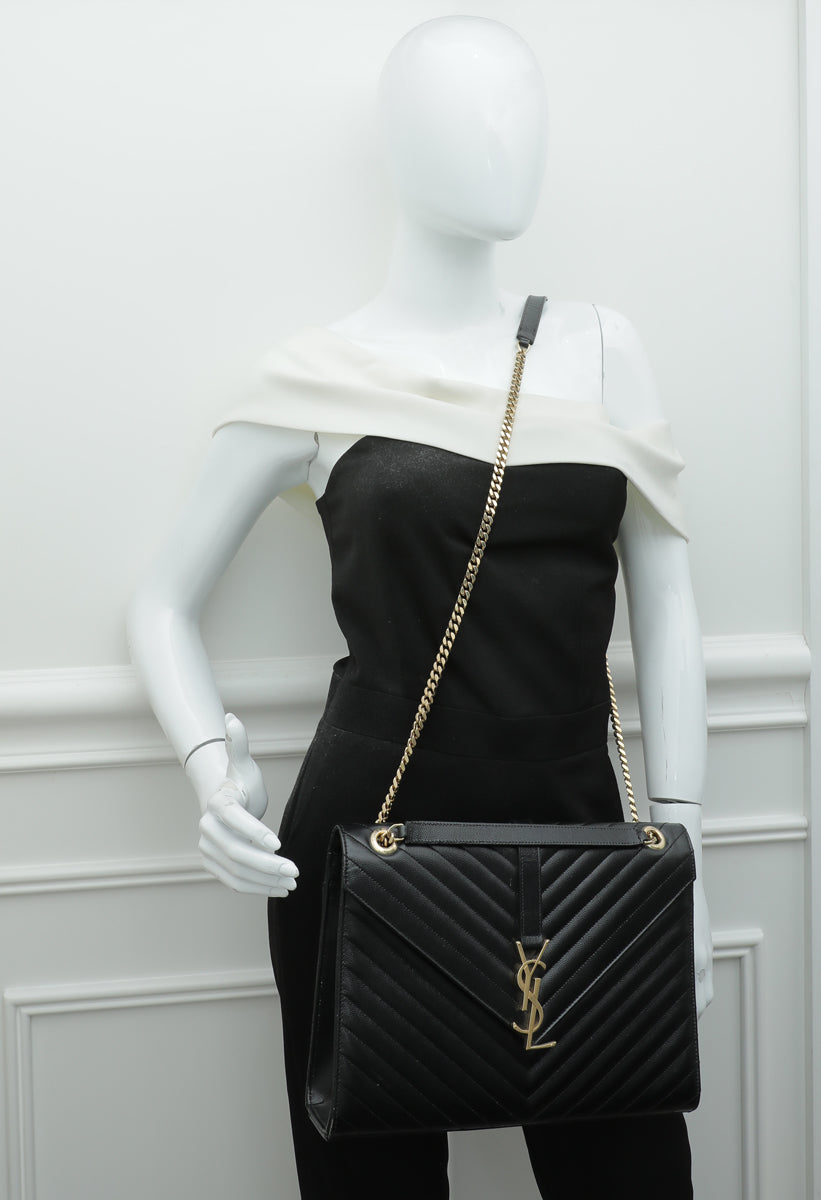 YSL Black Monogram Satchel Large Bag