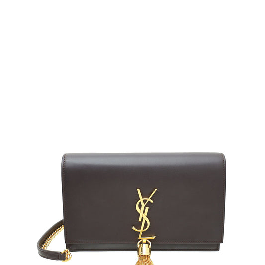 YSL Chocolate Kate Tassel Small Wallet On Chain