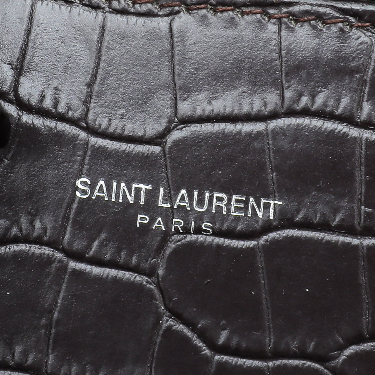 YSL Chocolate Croco Embossed Sac De Jour Nano Bag