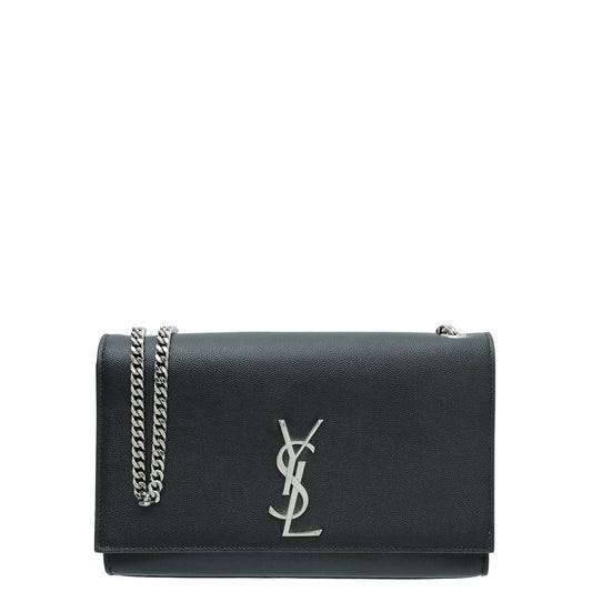 YSL Black Kate Monogram Medium Chain Bag