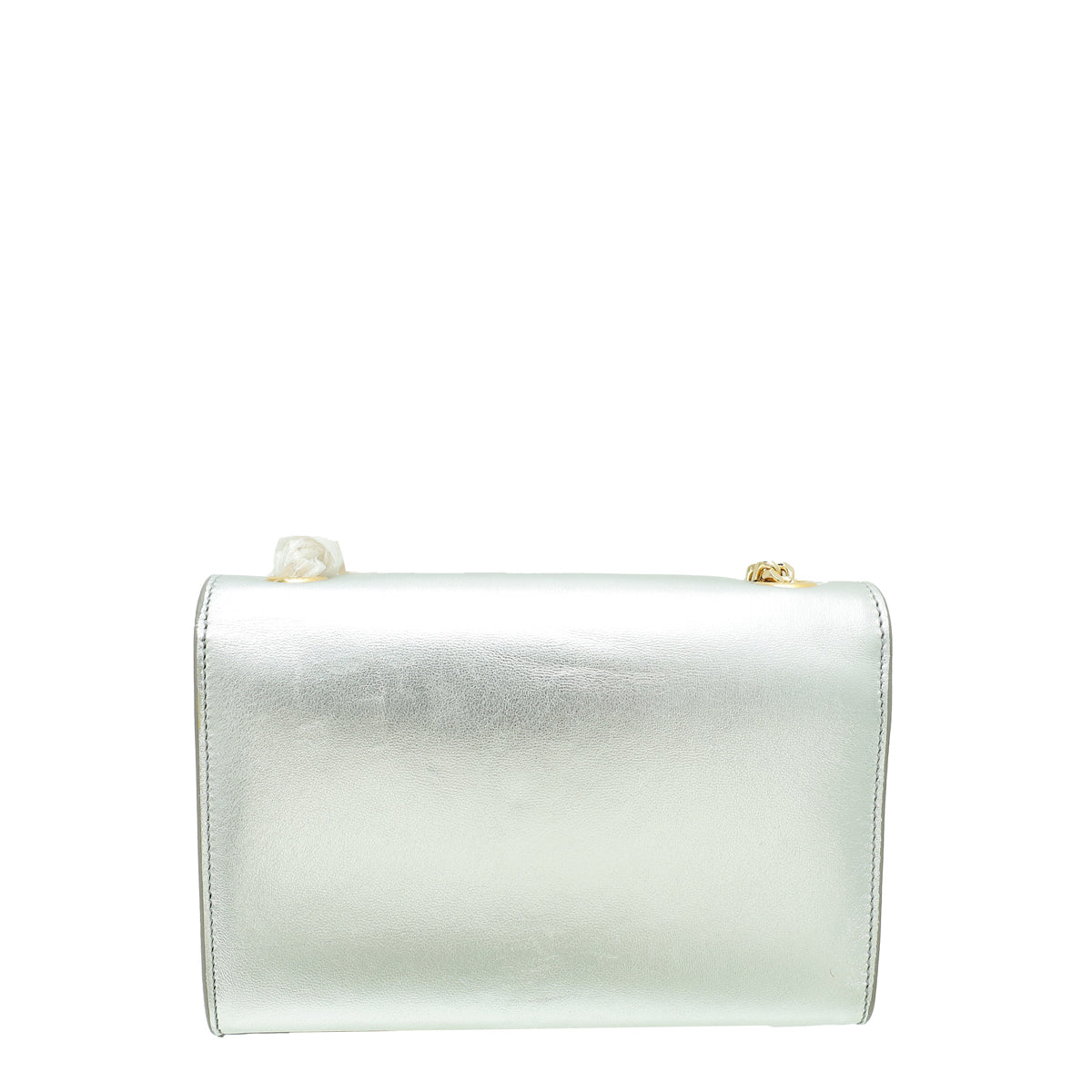 YSL Metallic Silver Classic Monogram Kate Tassel Bag