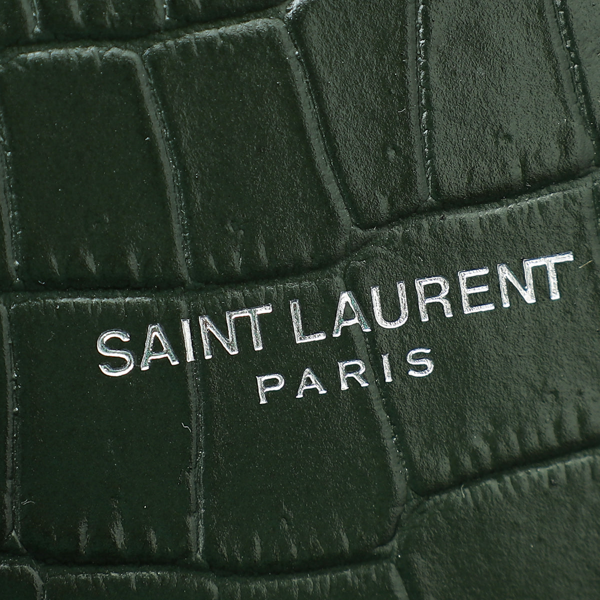 YSL Dark Green Sac de Jour Croco Embossed Nano Bag