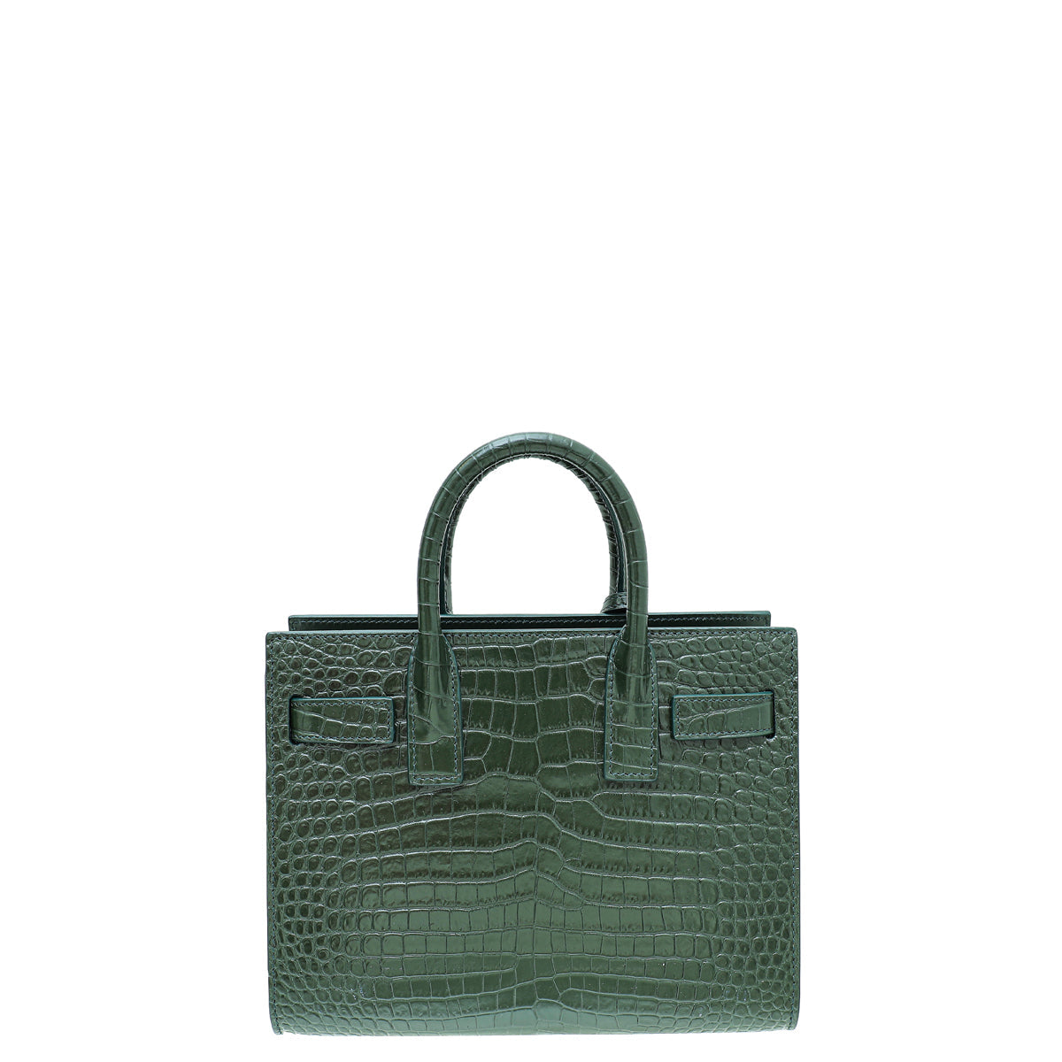 YSL Dark Green Sac de Jour Croco Embossed Nano Bag