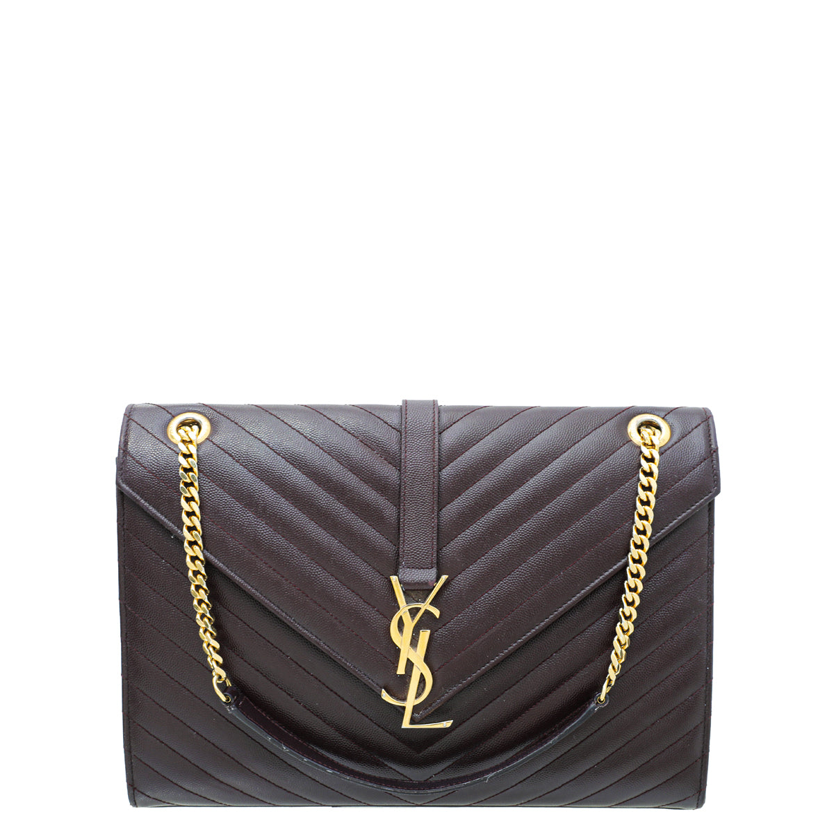 YSL Burgundy Monogram Satchel Large Bag