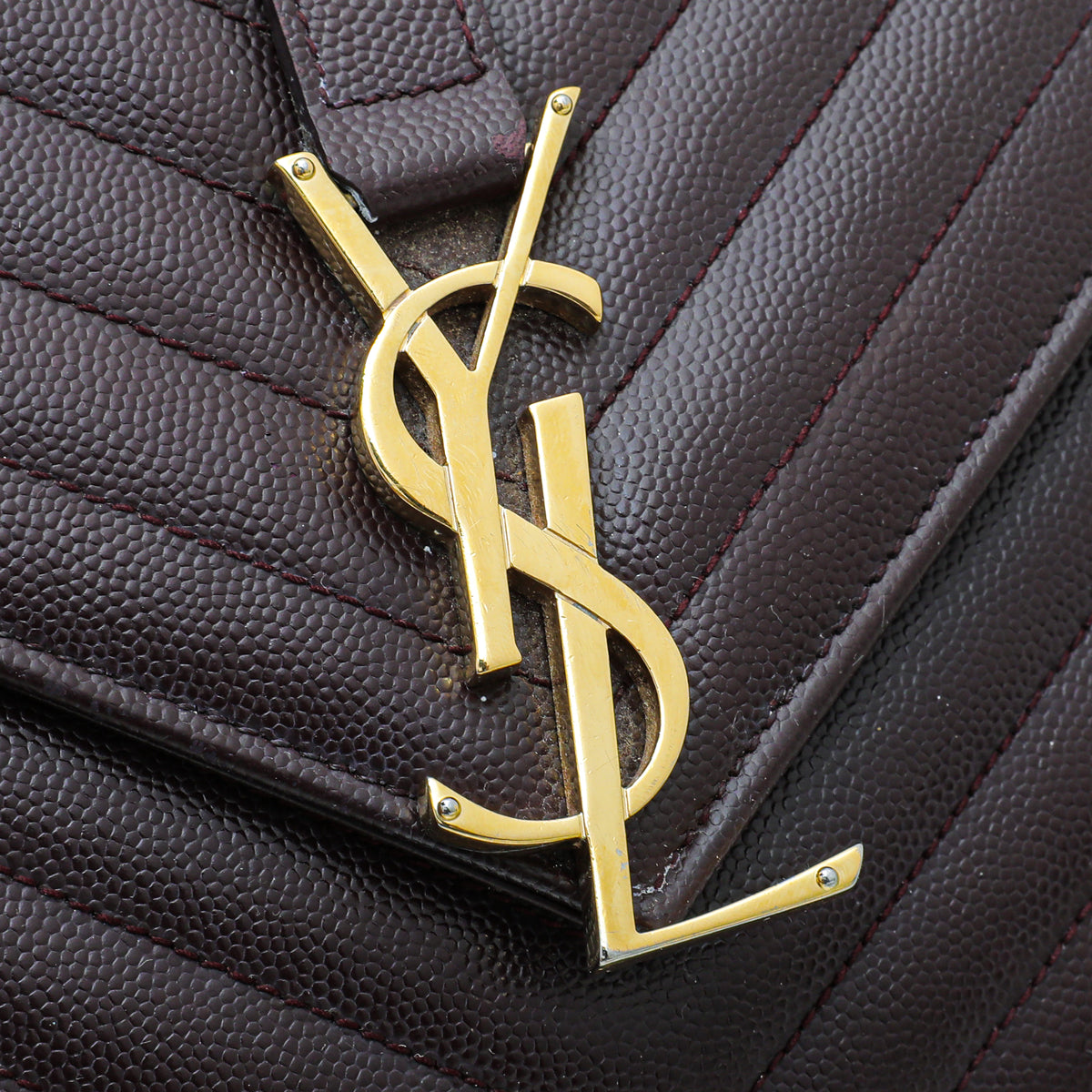 YSL Burgundy Monogram Satchel Large Bag