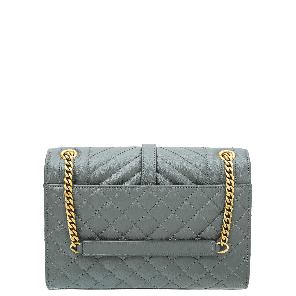 YSL Gray Envelope Mix Quilted Flap Bag