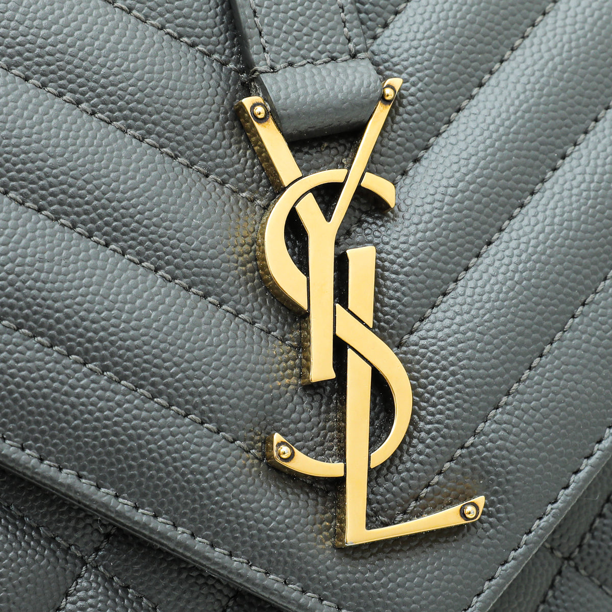 YSL Gray Envelope Mix Quilted Flap Bag