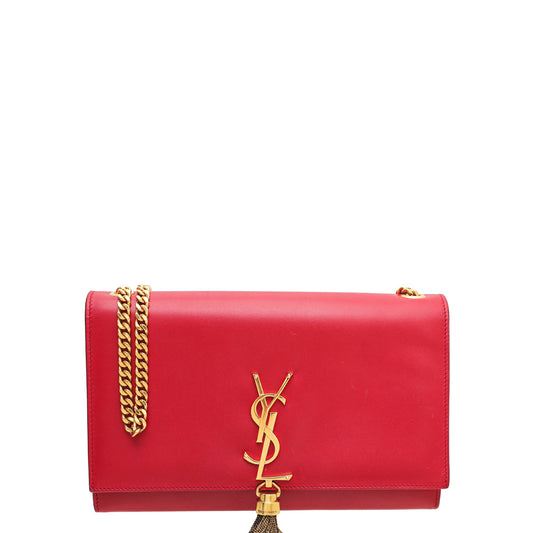 YSL Red Kate Tassel Chain Medium Bag