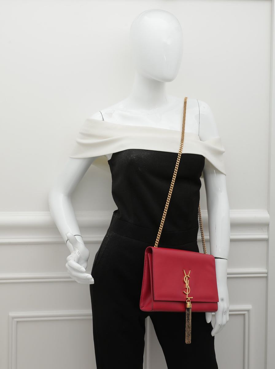 YSL Red Kate Tassel Chain Medium Bag