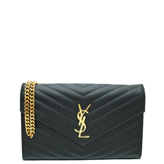 YSL Black Classic Cassandre Chain Wallet