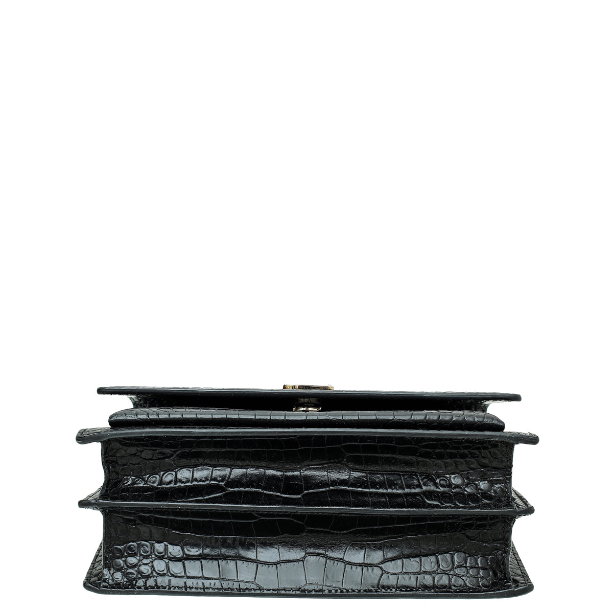 YSL Black Croc Embossed Sunset Medium Bag