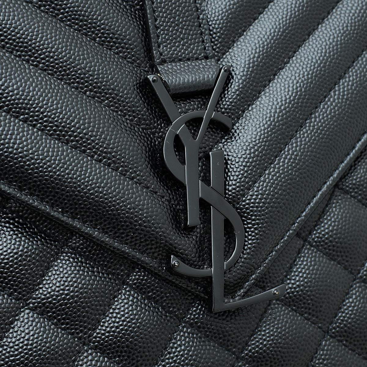 YSL Black Mixed Quilt Envelope Flap Large Bag